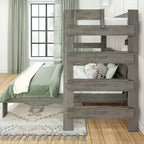 Letto a castello a L in stile rustico con scrivania, matrimoniale sopra queen size