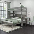 Letto a castello a L in stile rustico con scrivania, matrimoniale sopra queen size