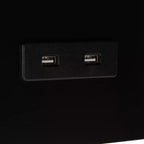 Tavolino laterale a C in ferro nero con porte USB