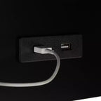 Tavolino laterale a C in ferro nero con porte USB
