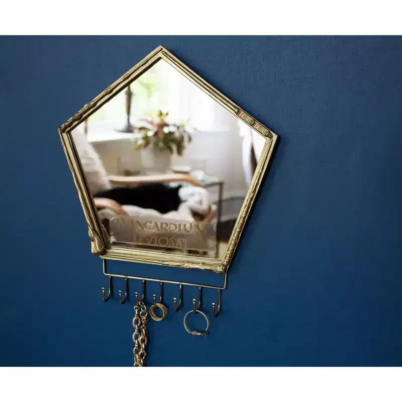 Specchio da Parete Pentagonale con Ganci e Motivo Decorativo a Bacchetta