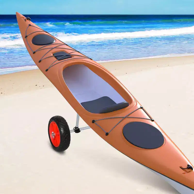 Carrello da kayak in alluminio con barra trasversale regolabile e ruote grandi