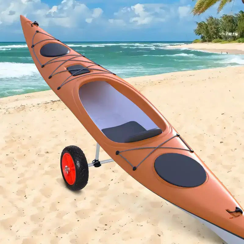 Carrello da kayak in alluminio con barra trasversale regolabile e ruote grandi