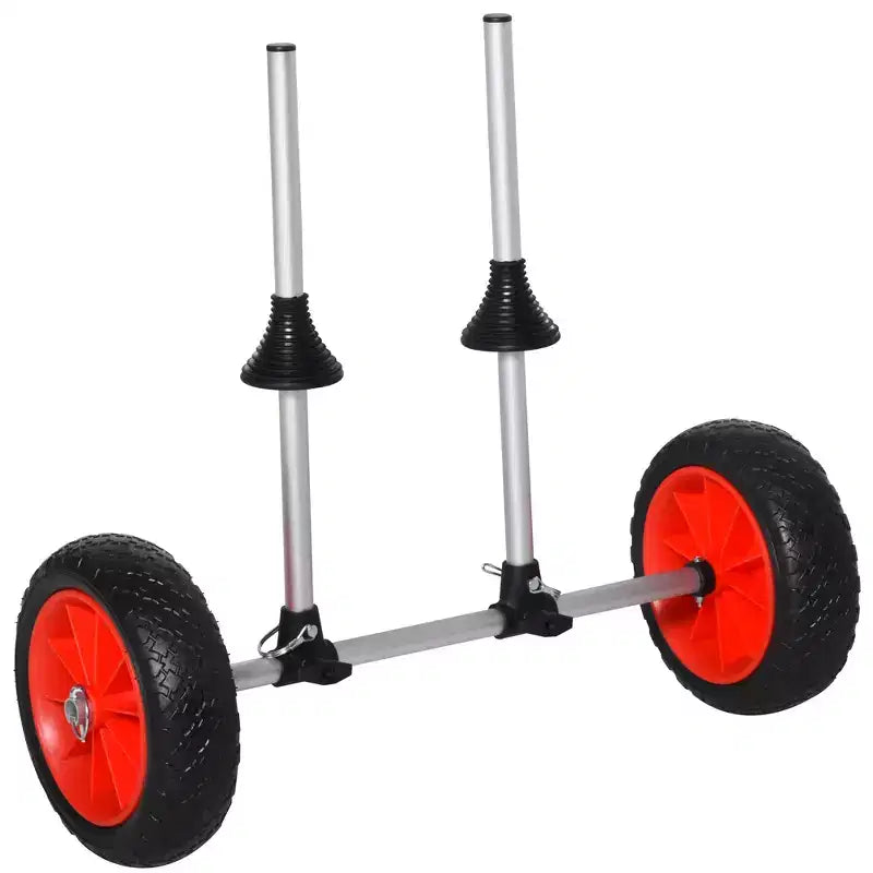 Carrello da kayak in alluminio con barra trasversale regolabile e ruote grandi