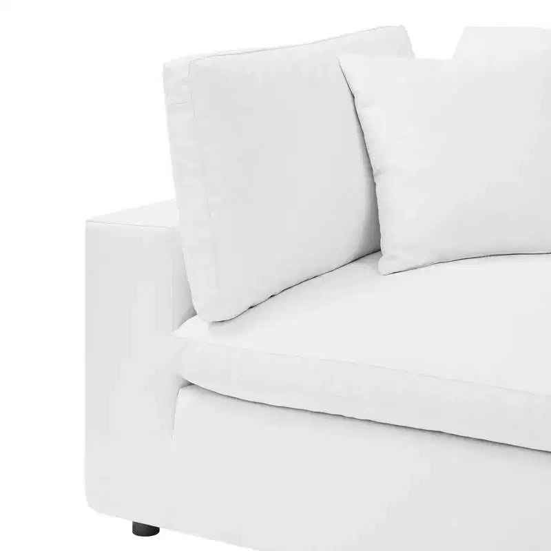 Poltrona angolare in similpelle extra imbottita in piuma
