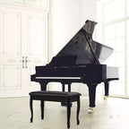 Panca da pianoforte in legno e similpelle con portaoggetti – Doppio sedile, Nera