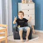 Divano Sedia a Dondolo per Bambini con Tasche Laterali, Poltroncina per Bambini in Pelle PU, Grigio