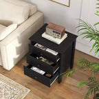 Comodino con 3 cassetti, Nero
