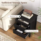 Comodino con 3 cassetti, Nero