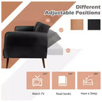 Divano Letto Futon Trasformabile con Schienale Regolabile e Gambe in Legno