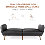 Divano Letto Futon Trasformabile con Schienale Regolabile e Gambe in Legno