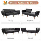 Divano Letto Futon Trasformabile con Schienale Regolabile e Gambe in Legno