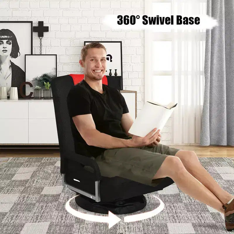 Sedia da gaming da pavimento girevole a 360 gradi con schienale pieghevole e regolabile