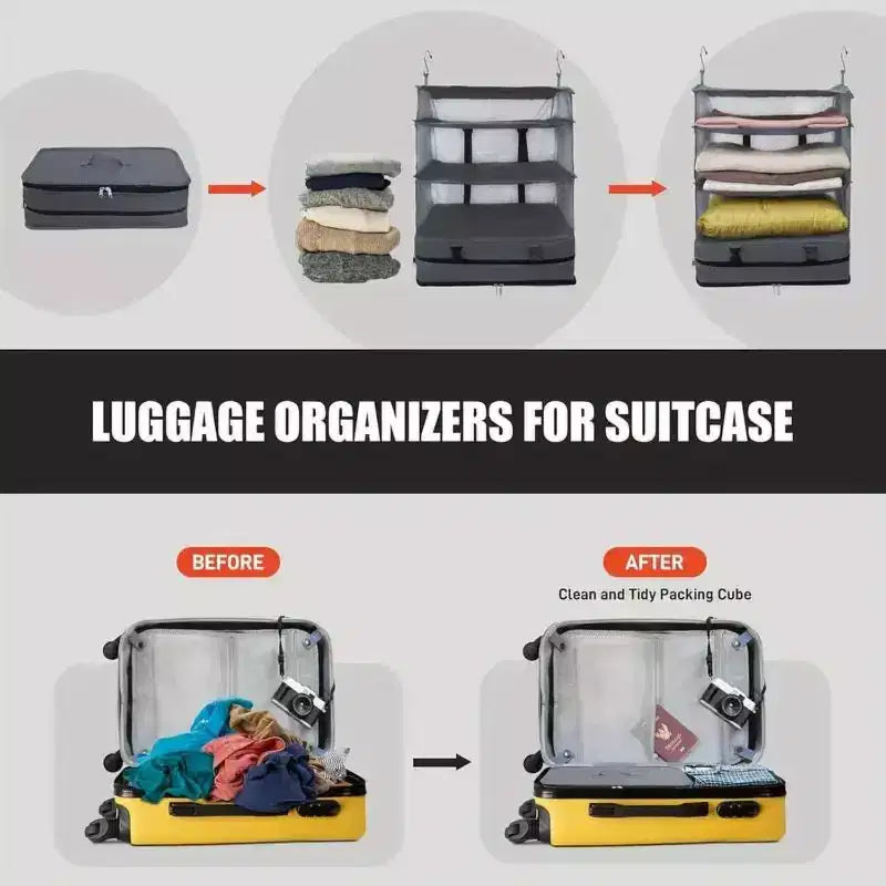 Organizzatore da Viaggio a Scomparti (3 piani) con Scomparto per il Bucato - Grande