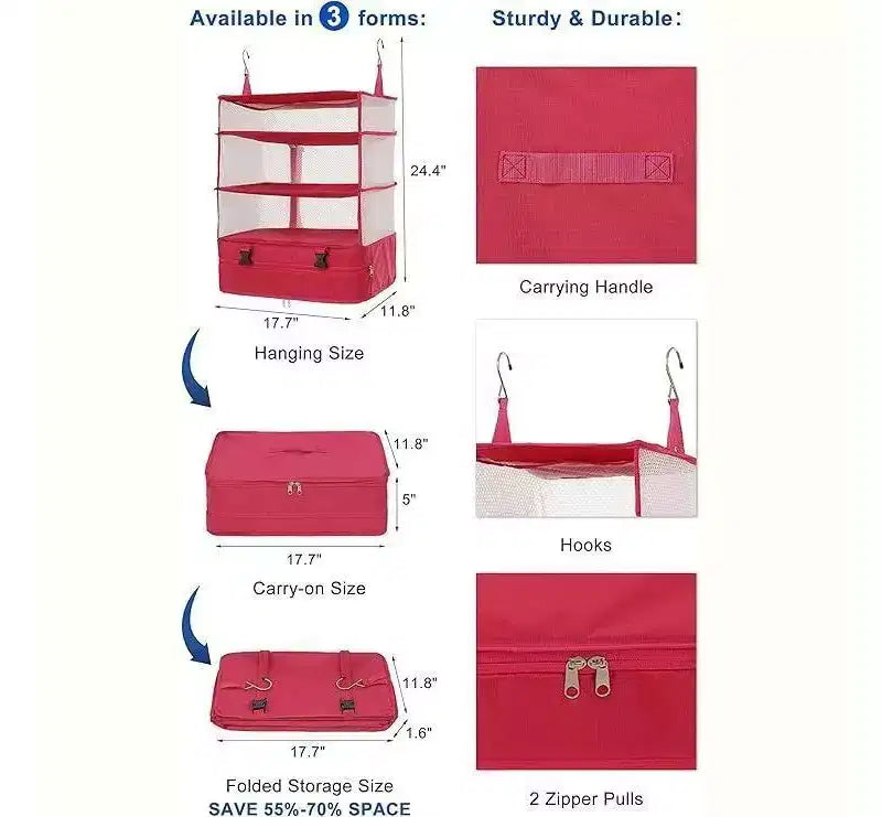 Organizzatore da Viaggio a Scomparti (3 piani) con Scomparto per il Bucato - Grande