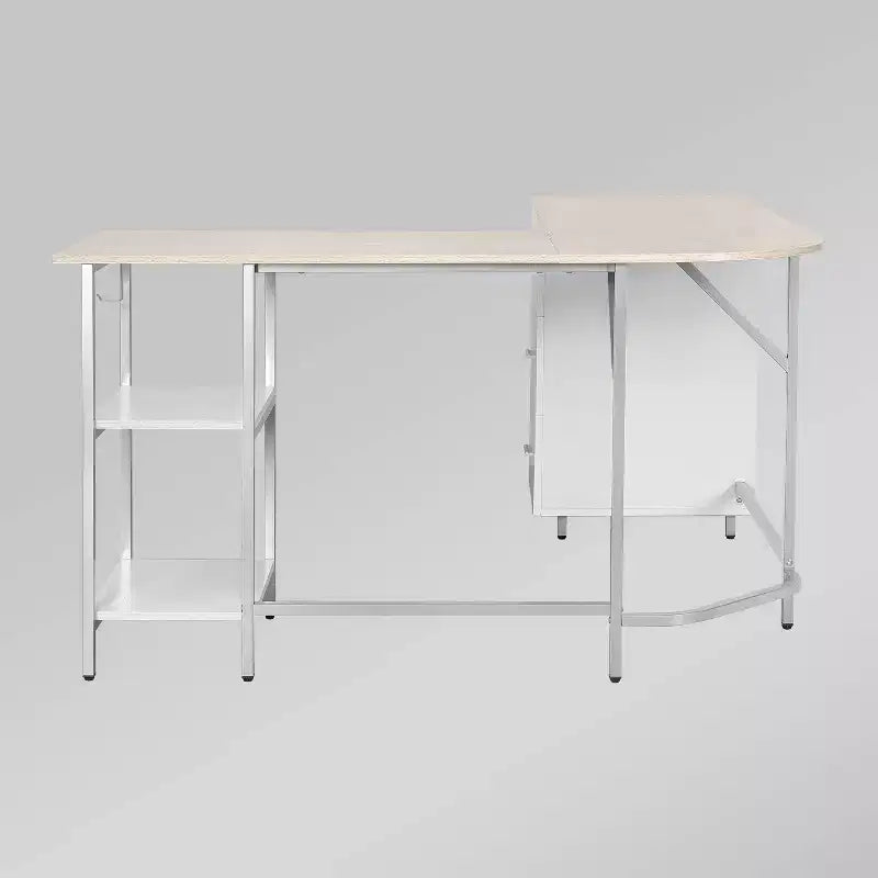 Scrivania a L per ufficio domestico bicolore con contenitore