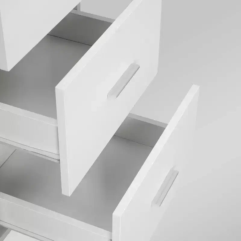 Scrivania a L per ufficio domestico bicolore con contenitore