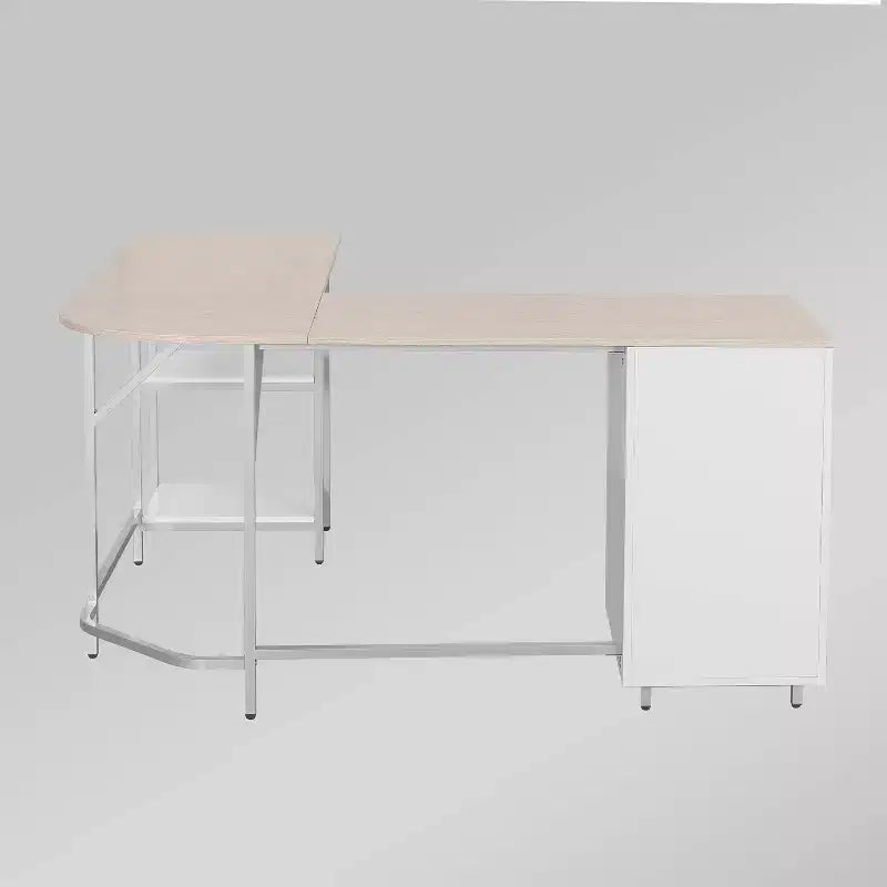 Scrivania a L per ufficio domestico bicolore con contenitore