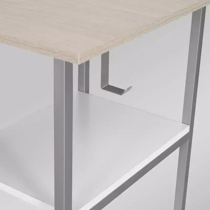 Scrivania a L per ufficio domestico bicolore con contenitore
