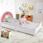 Costway Letto a Piattaforma Imbottito per Bambini, Dimensione Twin, in Legno, Motivo Unicorno