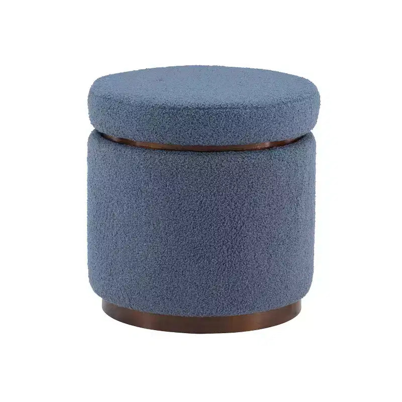 Pouf Contenitore Rotondo Rivestito in Similpelle