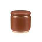 Pouf Contenitore Rotondo Rivestito in Similpelle