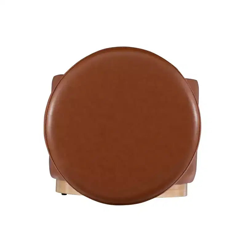 Pouf Contenitore Rotondo Rivestito in Similpelle