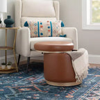 Pouf Contenitore Rotondo Rivestito in Similpelle