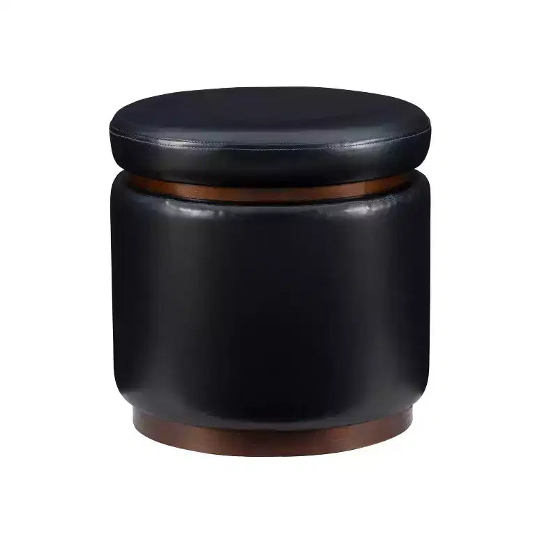 Pouf Contenitore Rotondo Rivestito in Similpelle