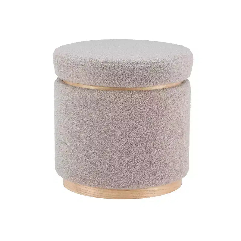 Pouf Contenitore Rotondo Rivestito in Similpelle