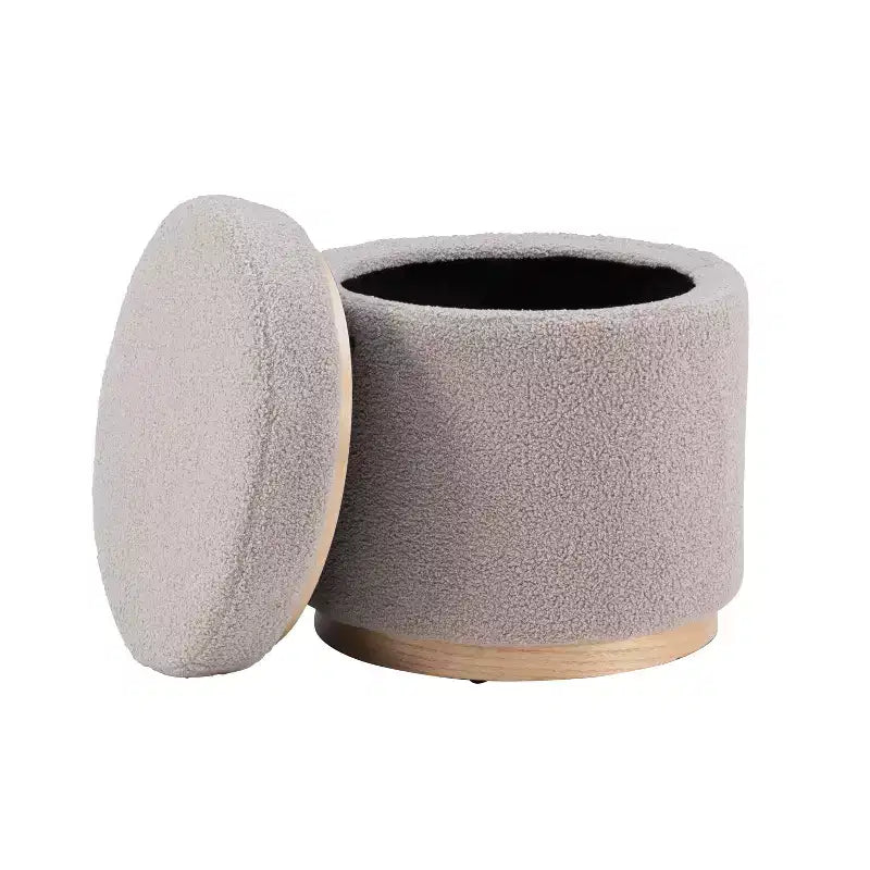 Pouf Contenitore Rotondo Rivestito in Similpelle
