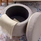 Pouf Contenitore Rotondo Rivestito in Similpelle