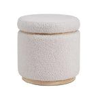 Pouf Contenitore Rotondo Rivestito in Similpelle