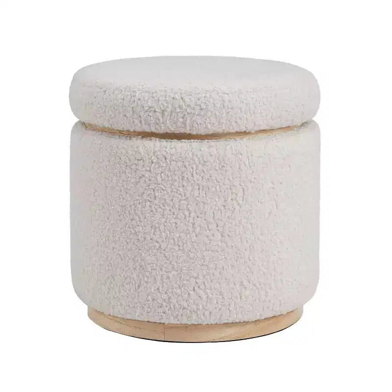 Pouf Contenitore Rotondo Rivestito in Similpelle