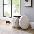 Pouf Contenitore Rotondo Rivestito in Similpelle