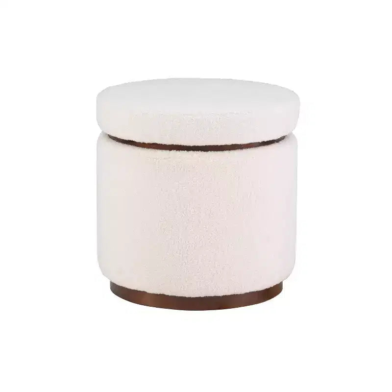 Pouf Contenitore Rotondo Rivestito in Similpelle