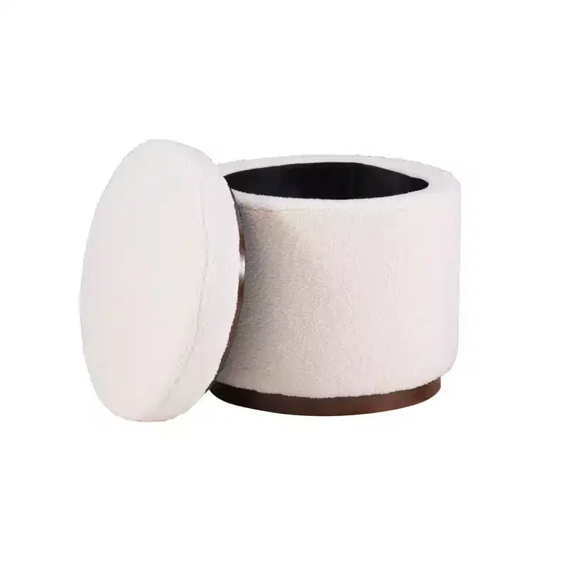 Pouf Contenitore Rotondo Rivestito in Similpelle