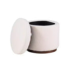Pouf Contenitore Rotondo Rivestito in Similpelle