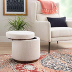 Pouf Contenitore Rotondo Rivestito in Similpelle