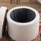 Pouf Contenitore Rotondo Rivestito in Similpelle
