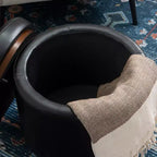 Pouf Contenitore Rotondo Rivestito in Similpelle
