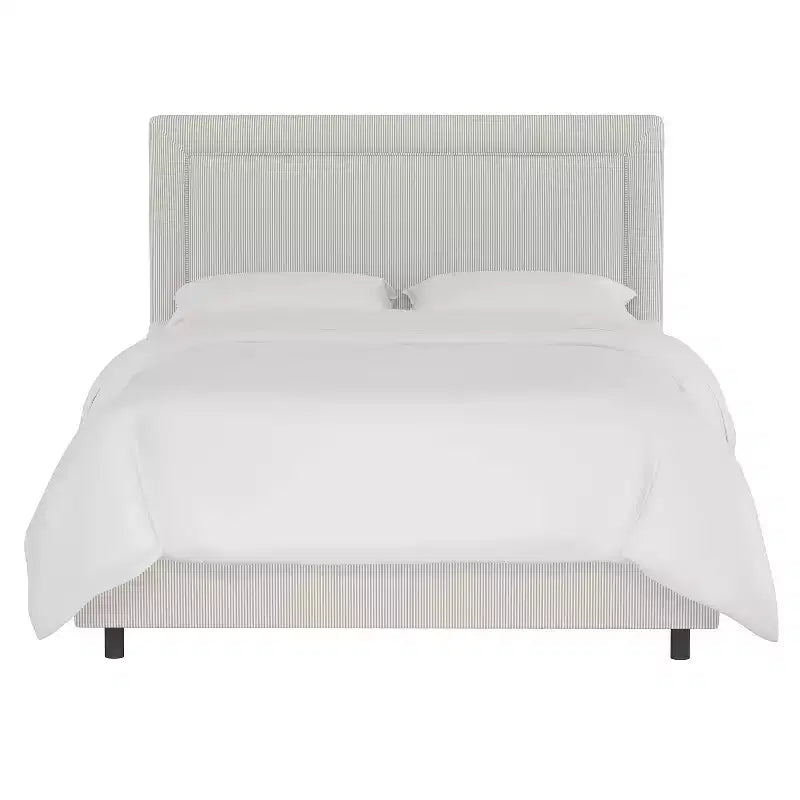 Letto imbottito Empire – Tessuto a righe Oxford color tortora