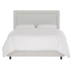 Letto imbottito Empire – Tessuto a righe Oxford color tortora