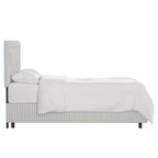 Letto imbottito Empire – Tessuto a righe Oxford color tortora