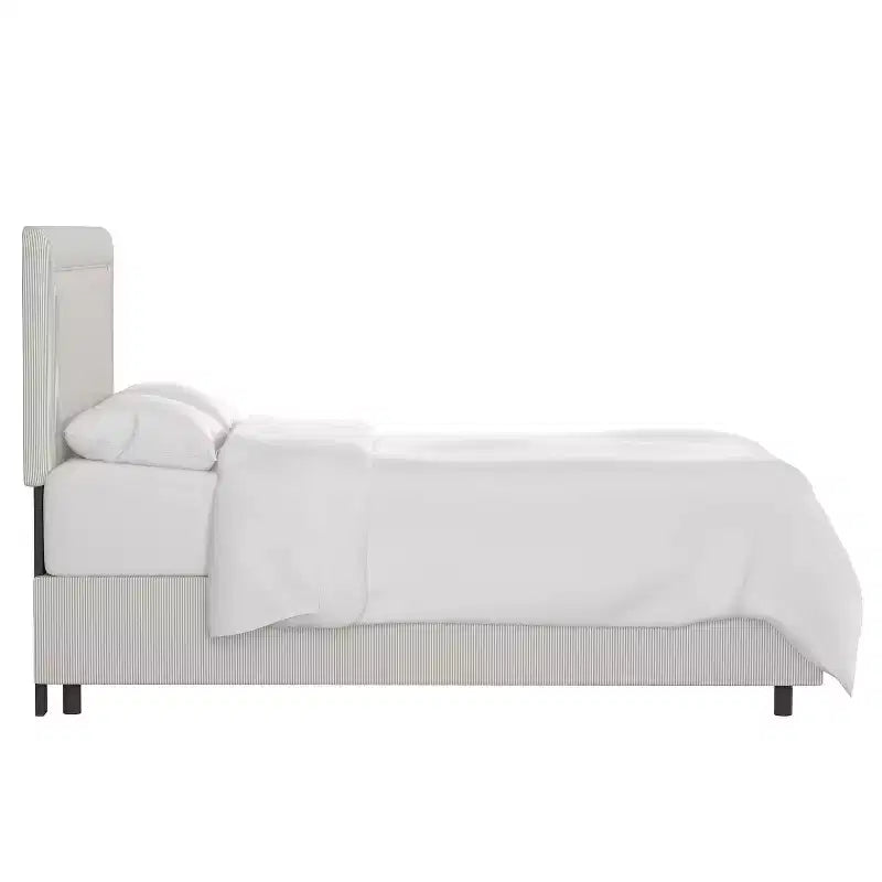 Letto imbottito Empire – Tessuto a righe Oxford color tortora