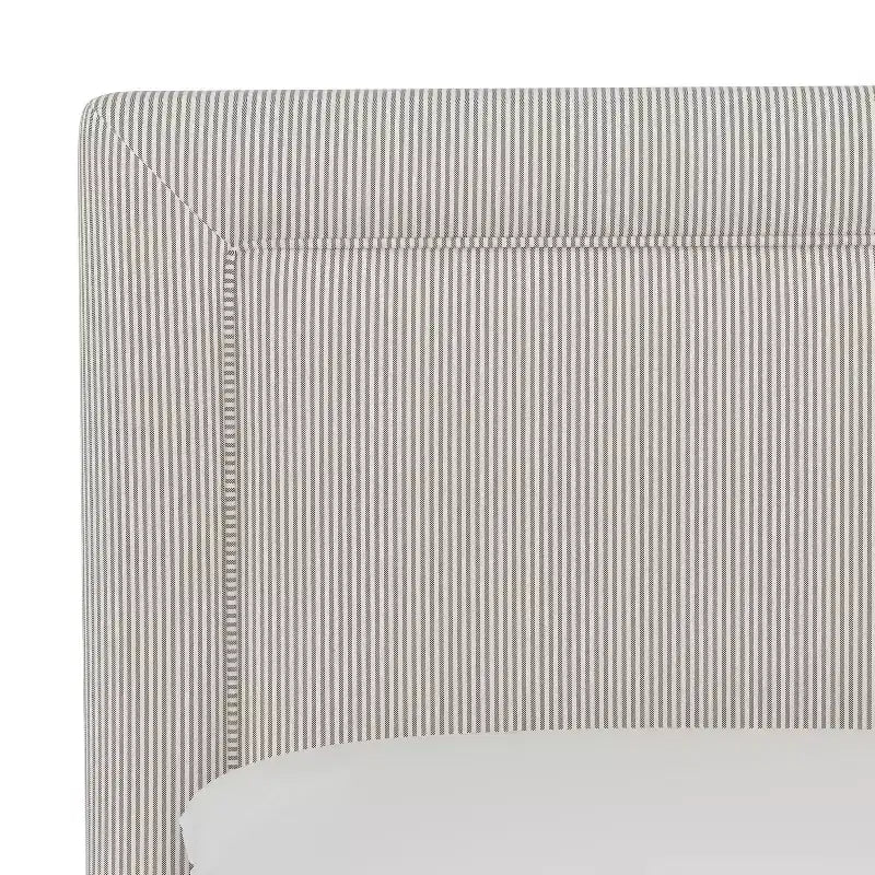 Letto imbottito Empire – Tessuto a righe Oxford color tortora