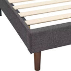 Letto a piattaforma imbottito con testiera regolabile a cuciture quadrate, Queen, Grigio scuro