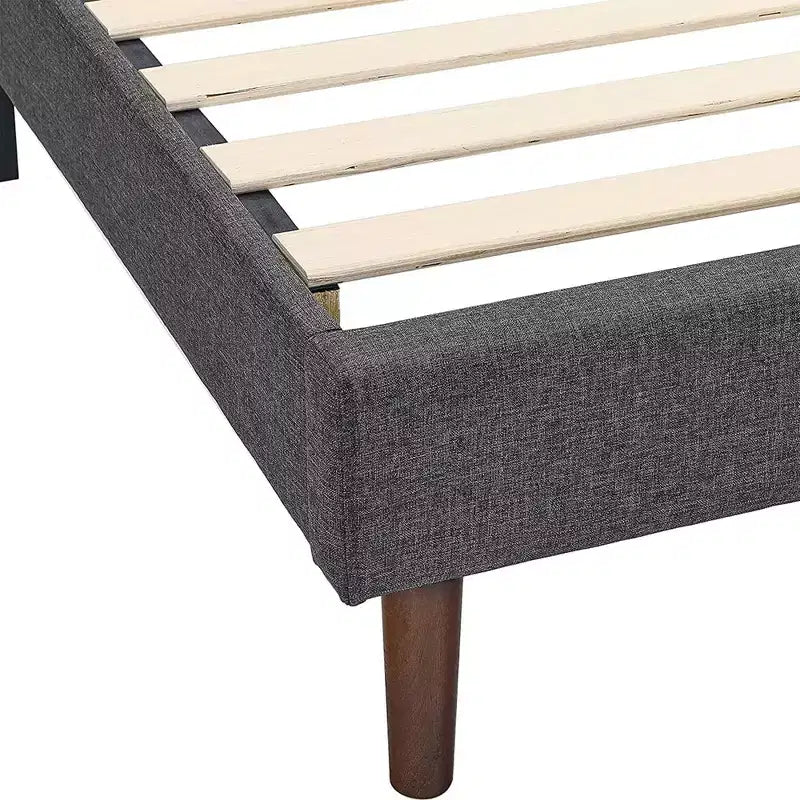 Letto a piattaforma imbottito con testiera regolabile a cuciture quadrate, Queen, Grigio scuro