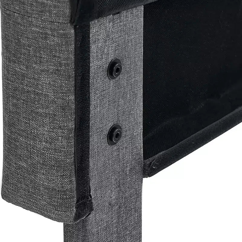 Letto a piattaforma imbottito con testiera regolabile a cuciture quadrate, Queen, Grigio scuro