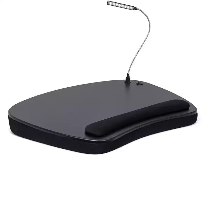 Tavolino da letto in memory foam oversize con luce USB - Adatto a laptop fino a 17 pollici - Nero opaco